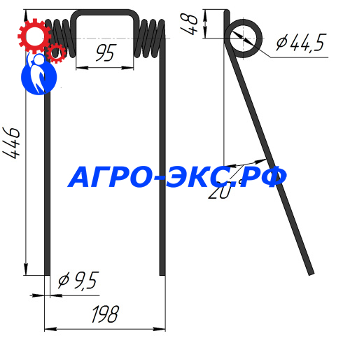 Зуб пружинный на дисковую борону SN5715 (2)